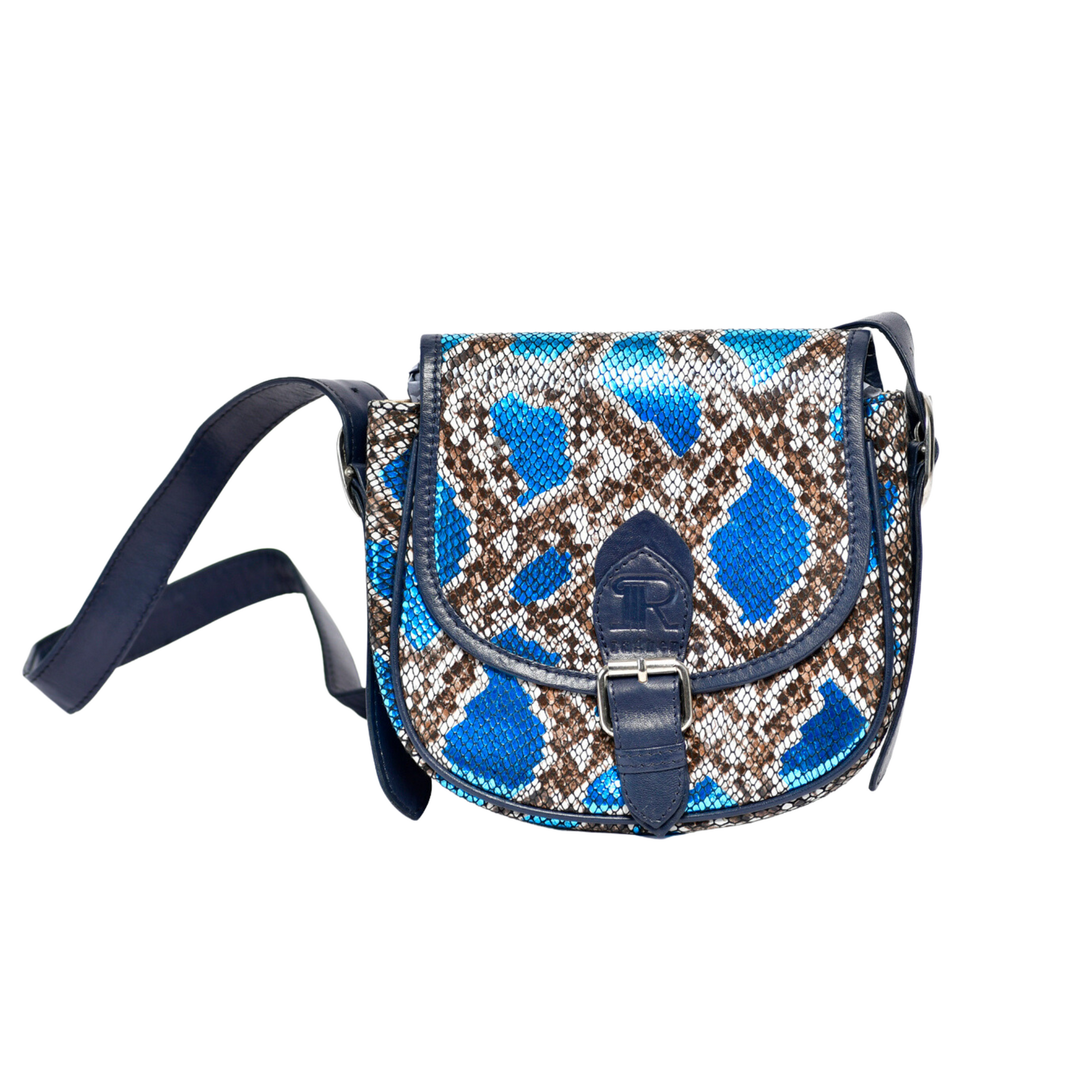 Metallic Blue Crossbody Bag 