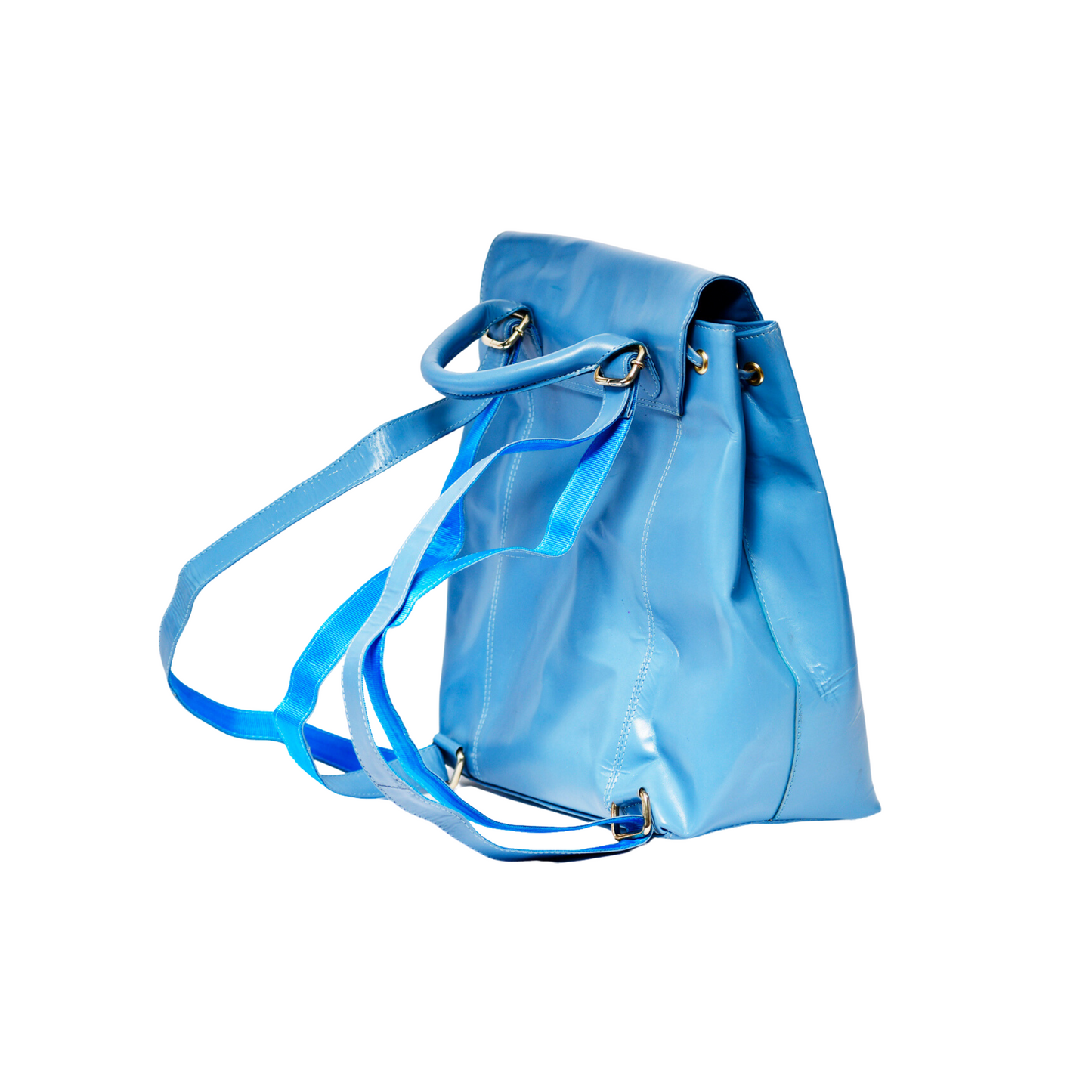 Blue Leather Backpack