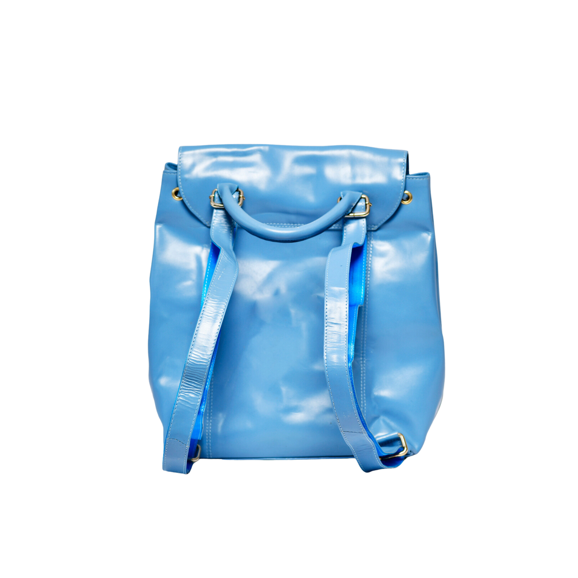 Blue leather backpack discount womens