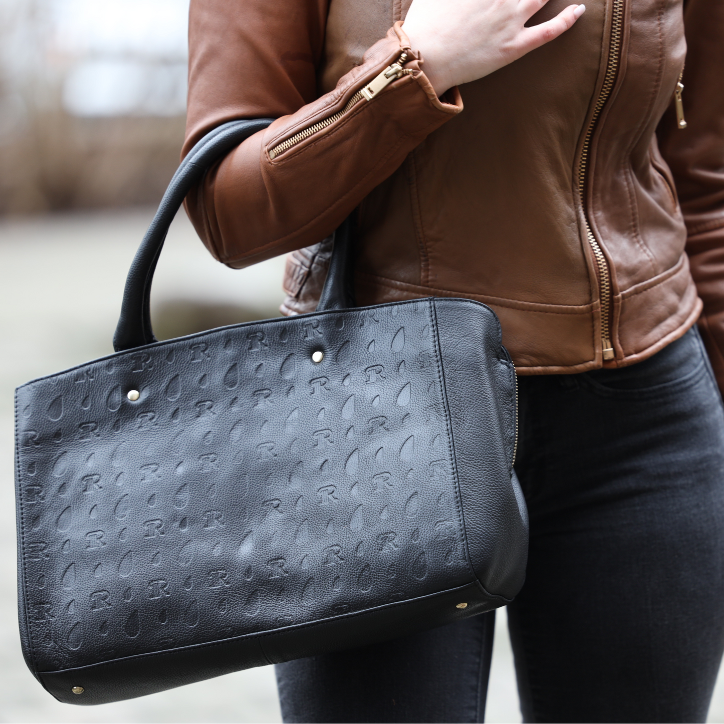 Black Leather Tote Bag