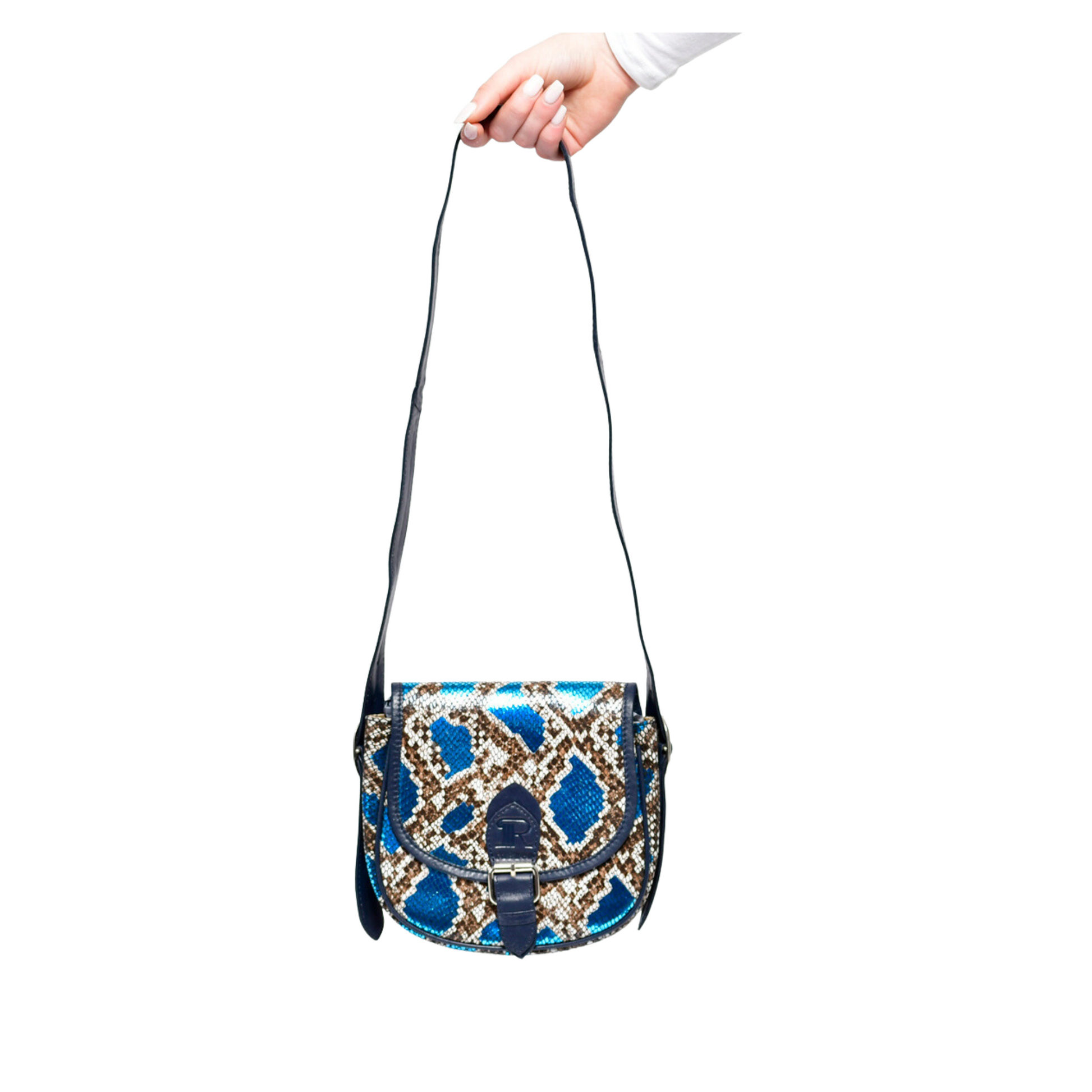 Metallic Blue Crossbody Bag 