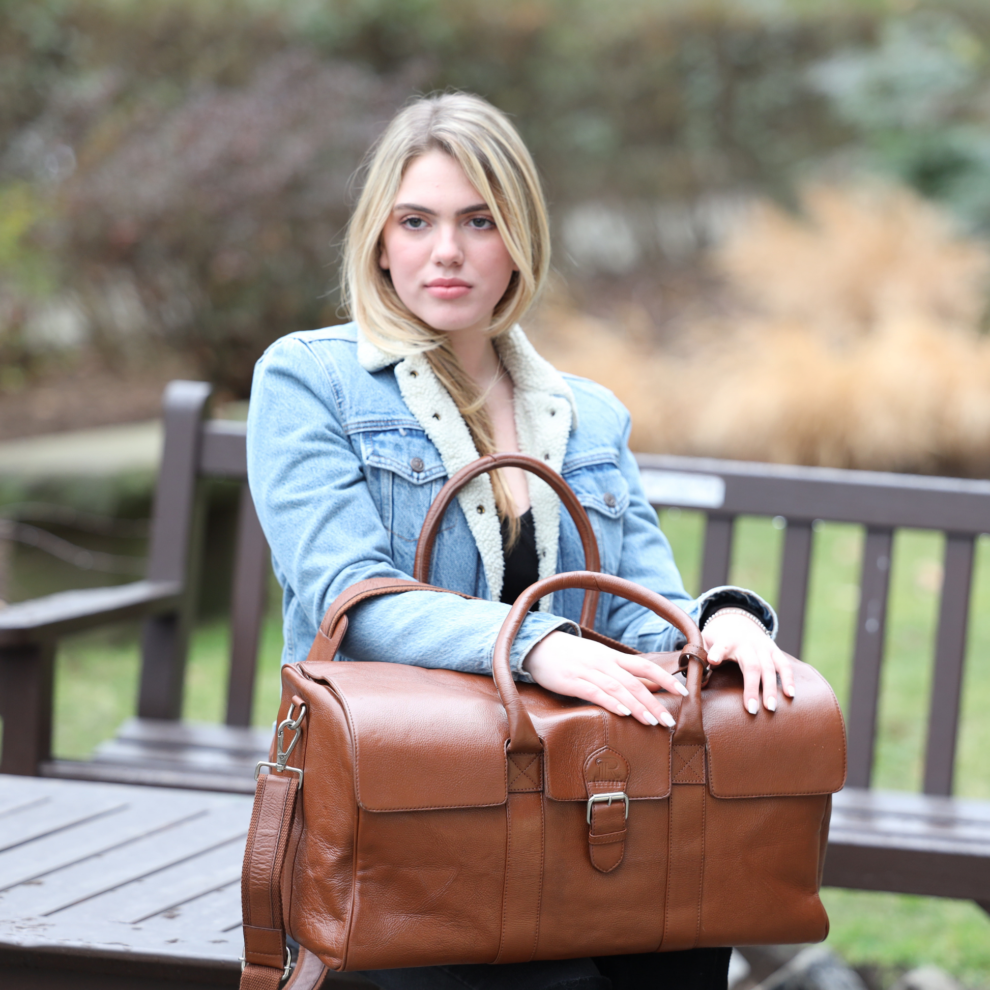 Tan Leather Luggage Bag