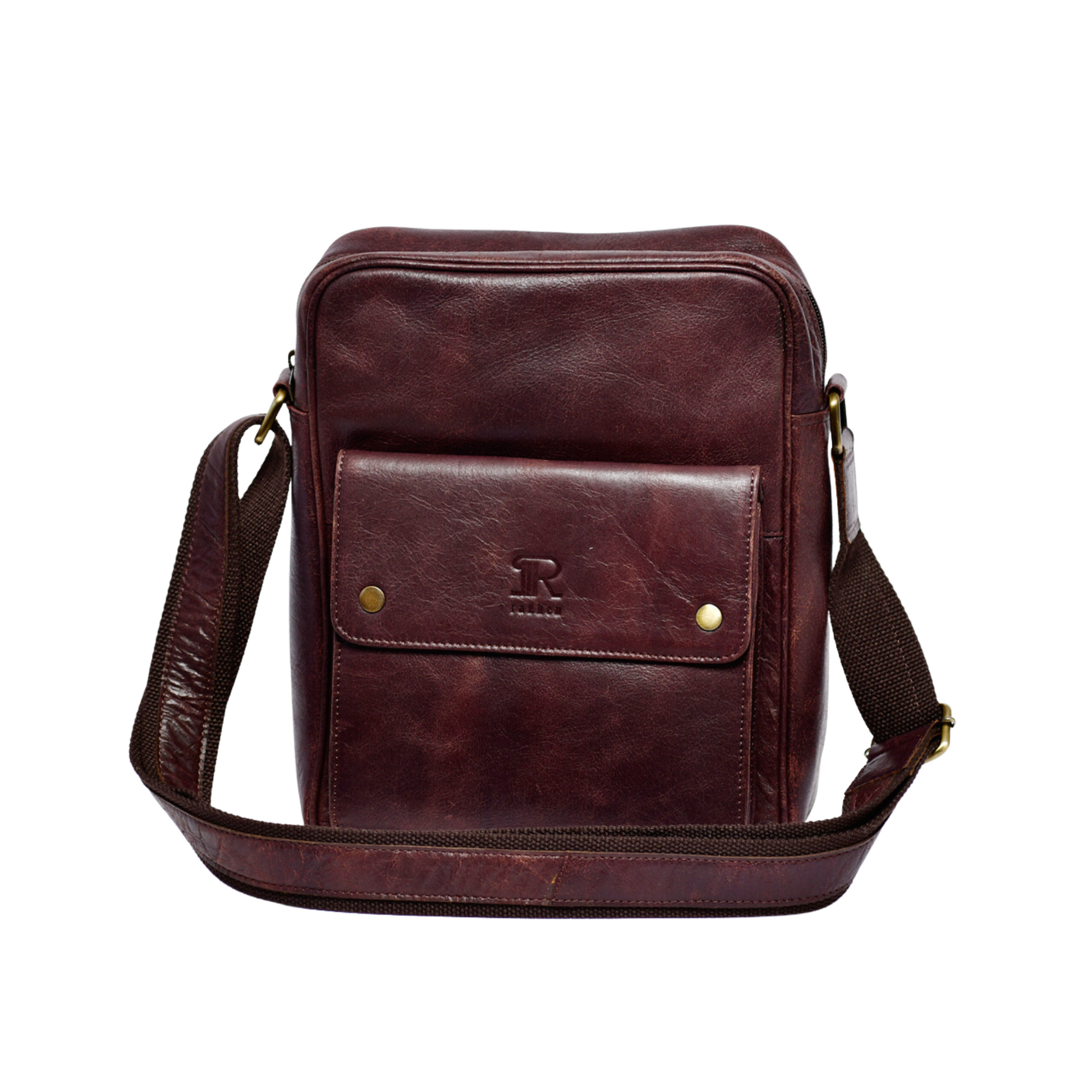 Brown Classic Leather Messenger Bag 