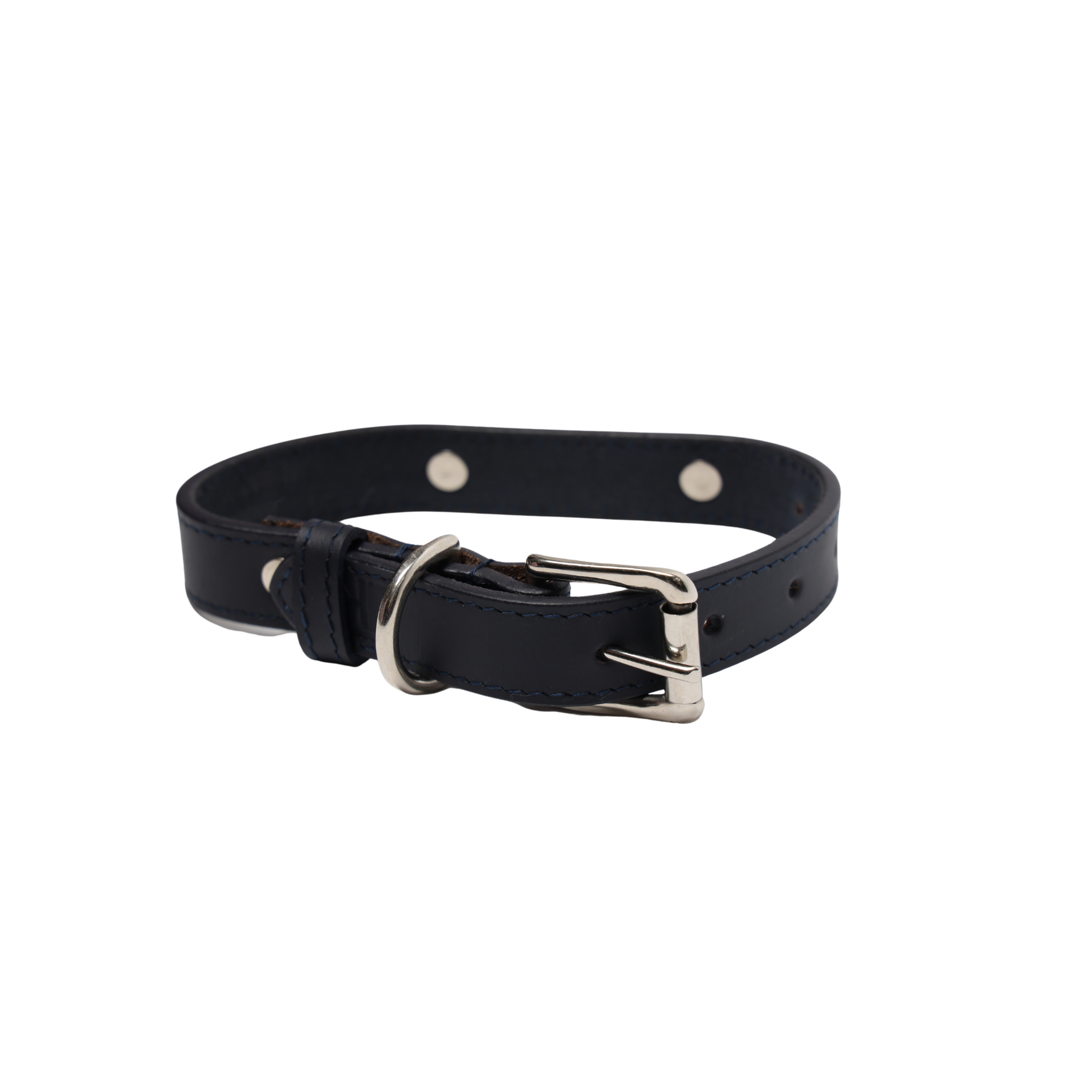 Navy leather hotsell dog collar