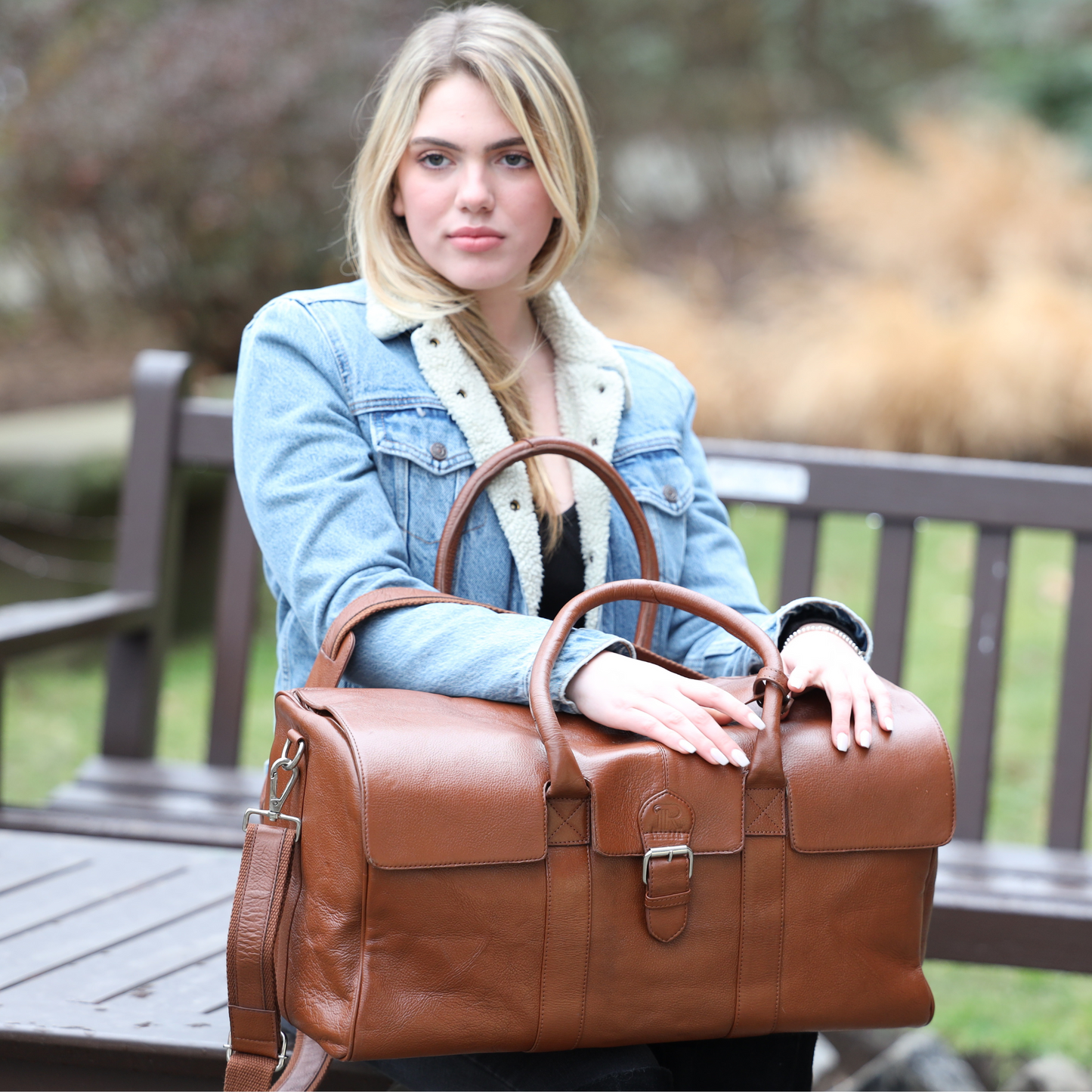 Tan Leather Luggage Bag