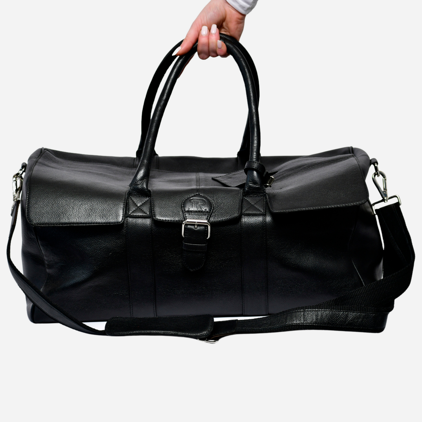 Black Leather Luggage Bag