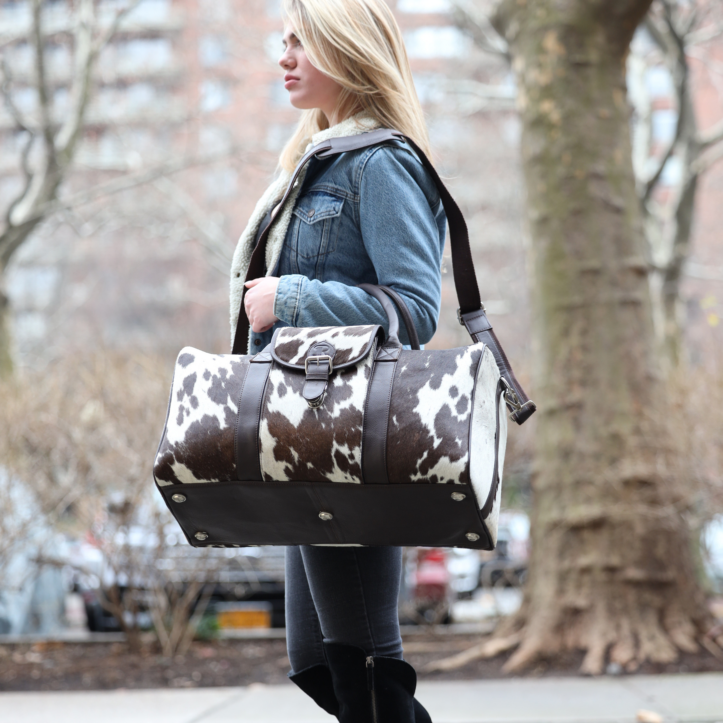 Brown Leather Duffle Bag