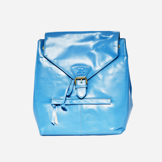 Blue Leather Backpack